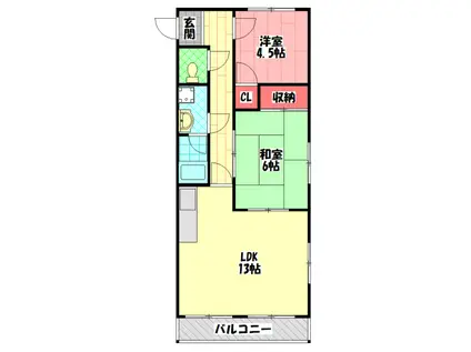 グレイスガーデン新森1号館(2LDK/5階)の間取り写真