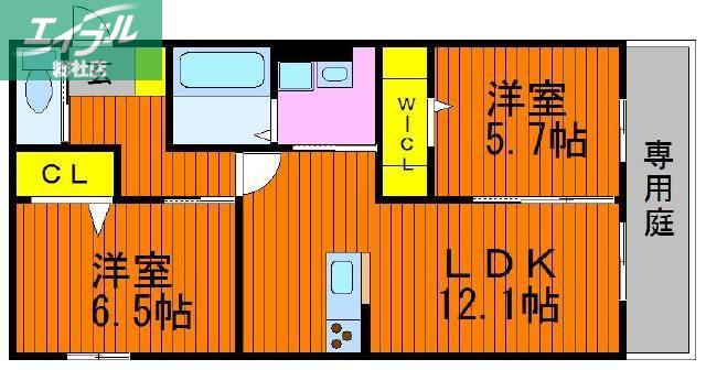 ルーチェIII(2LDK/1階)の間取り写真