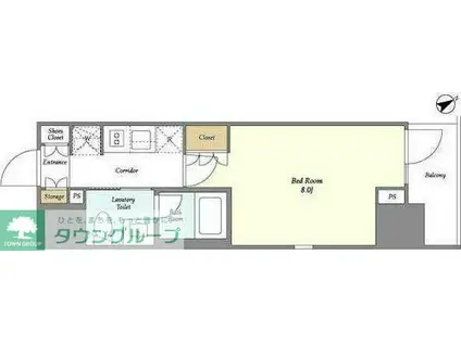 ジオエント門前仲町(1K/6階)の間取り写真