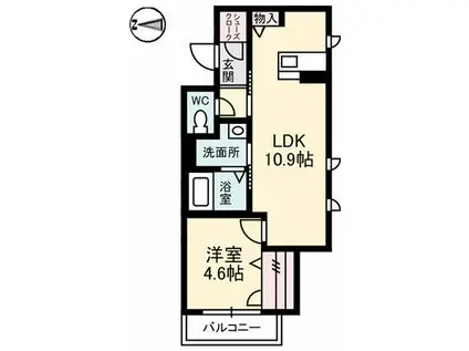 シャーメゾン ニライカナイ(1LDK/2階)の間取り写真