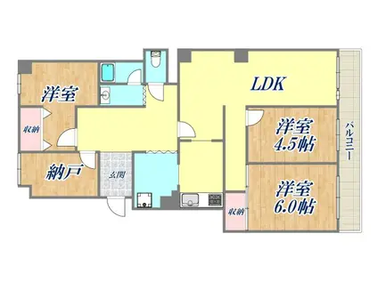 芦屋緑町25号棟(3SLDK/5階)の間取り写真