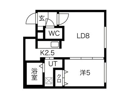 アレグリア豊平1条(1LDK/3階)の間取り写真