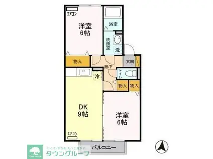 チャオ南狭山N(2DK/2階)の間取り写真