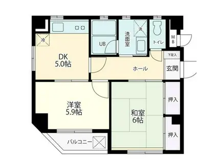 ヨコスカビルⅡ(2DK/3階)の間取り写真