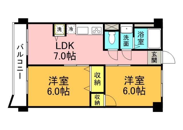 第7ファニー幸(2LDK/3階)の間取り写真