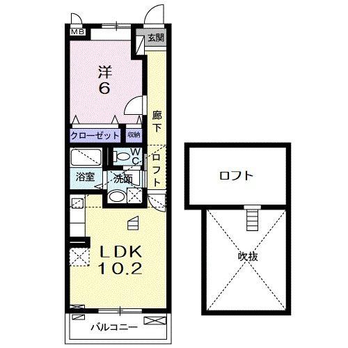 RIRIA VII6(1LDK/3階)の間取り写真