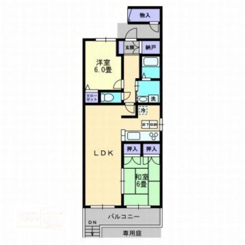 アクティブ円座(2LDK/1階)の間取り写真