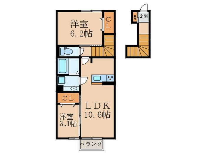 CHR-26(2LDK/2階)の間取り写真
