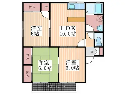 グリンパークY・T A棟(3LDK/1階)の間取り写真