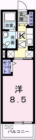 アクロポリスV(1K/1階)の間取り写真