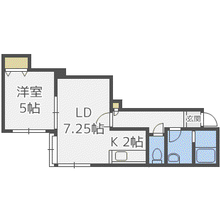 ビーブルー(1LDK/2階)の間取り写真