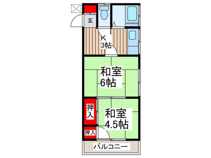 コーポラス コーダ(2K/2階)の間取り写真