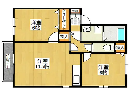 グランモア(2LDK/2階)の間取り写真