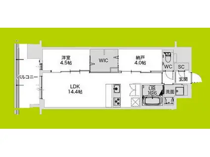 DRAW上本町(1SLDK/10階)の間取り写真