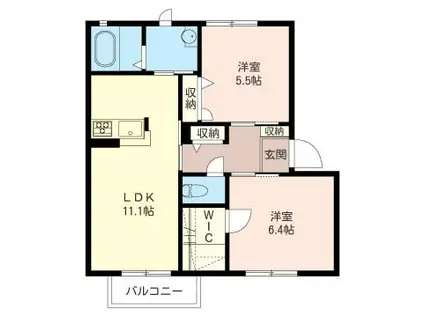 ヴィクトワールIIA(2LDK/2階)の間取り写真