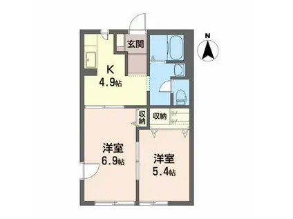 サン・カシオペア B(2K/1階)の間取り写真