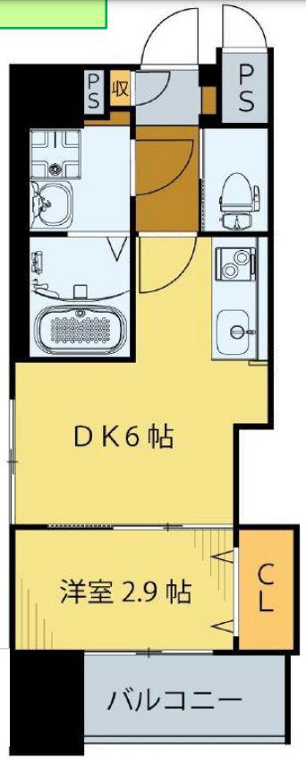 シェルグランデ原町(1DK/9階)の間取り写真