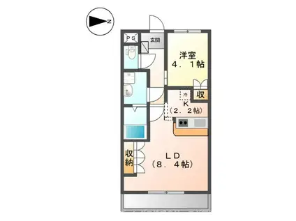 メルヴェール II(1LDK/2階)の間取り写真