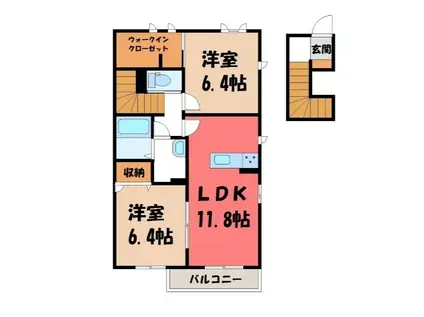 ラフォーレE(2LDK/2階)の間取り写真