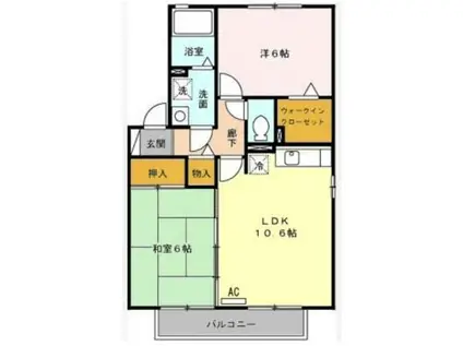 グリュック城ヶ崎(2LDK/1階)の間取り写真