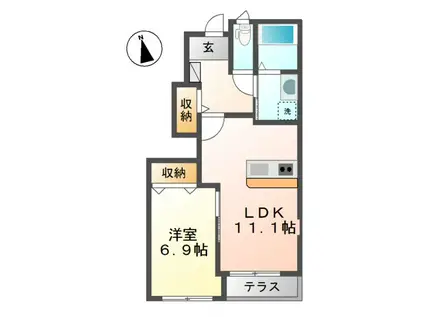 メゾン・アルモニー(1LDK/1階)の間取り写真