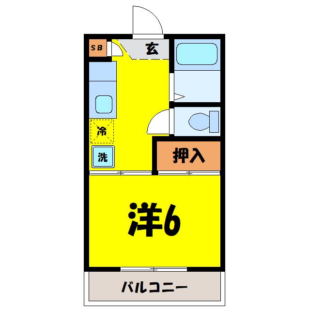 サンプラザ上柴B(1K/1階)の間取り写真
