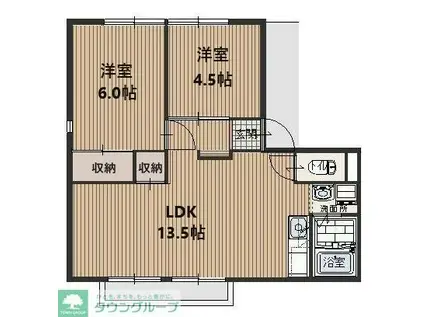 スターフィールド渡戸B(2LDK/2階)の間取り写真