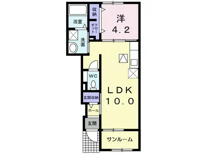 CHERRY LANE(1LDK/1階)の間取り写真