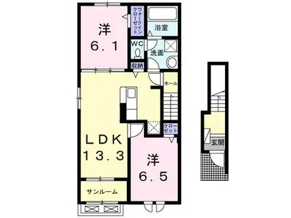 ニアパートA(2LDK/2階)の間取り写真