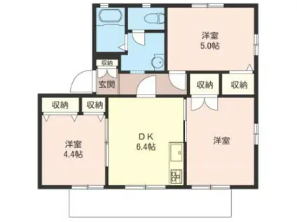 アゼリア港南台 A 敷地内P1台付(3DK/1階)の間取り写真