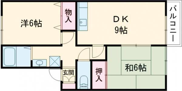 ロイヤルガーデン愛子B(2LDK/2階)の間取り写真