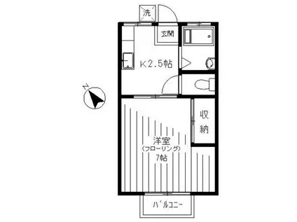 平野ハイツ(1K/2階)の間取り写真