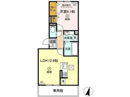 カーサ オリーバ(1LDK/1階)の間取り写真