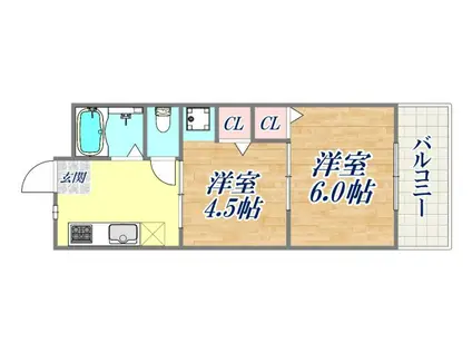 マンションエイト(2K/2階)の間取り写真