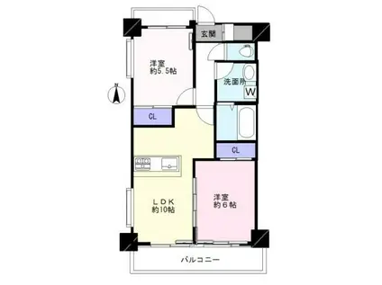 マイネカステル(2LDK/2階)の間取り写真