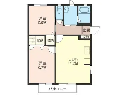 グランドソレーユ(2LDK/1階)の間取り写真