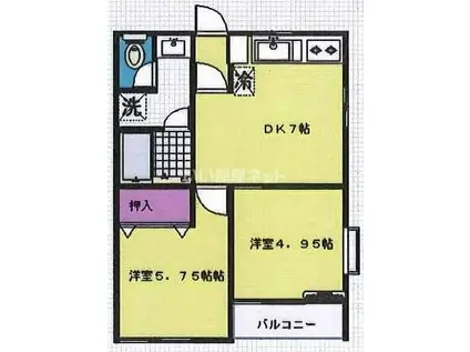 グランチェリー(2DK/1階)の間取り写真