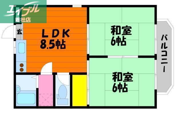 プチパール55(2LDK/1階)の間取り写真