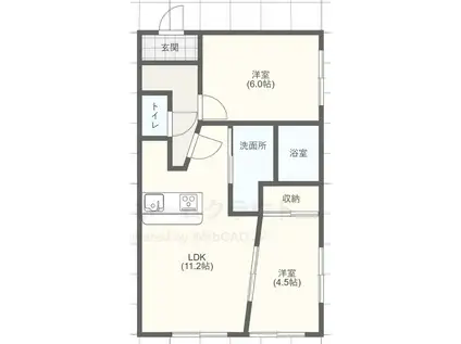 レジデンス花の木(2LDK/3階)の間取り写真