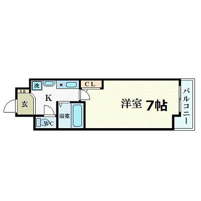 エスリード南森町駅前(1K/7階)の間取り写真