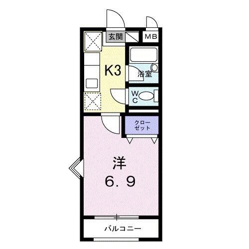 キャッスルパーク南仙台(1K/1階)の間取り写真