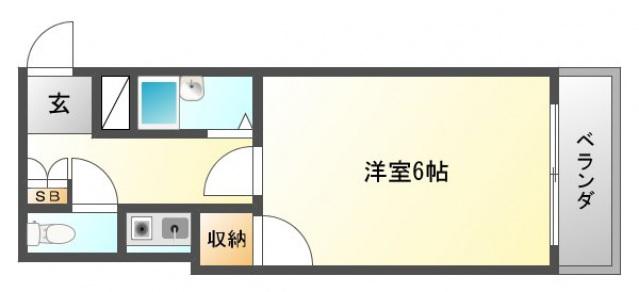 チサトハイツI(1K/3階)の間取り写真