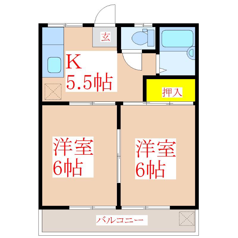 メゾンド弟子丸(2K/1階)の間取り写真