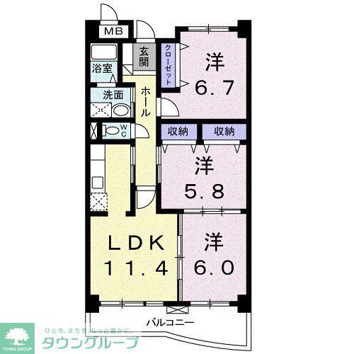 グランドレジデンス(3LDK/3階)の間取り写真