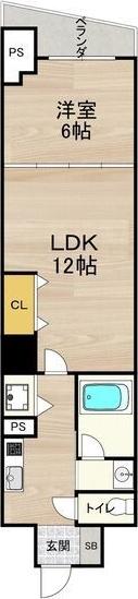 ルラーシェ難波(1LDK/11階)の間取り写真