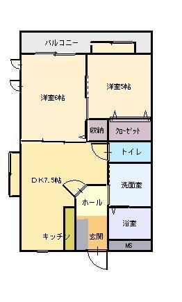 響HIBIKI(2DK/3階)の間取り写真
