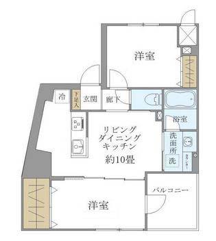 パインステージ白金高輪(2LDK/4階)の間取り写真
