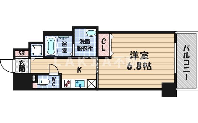 ファインブルーム靭公園(1K/3階)の間取り写真