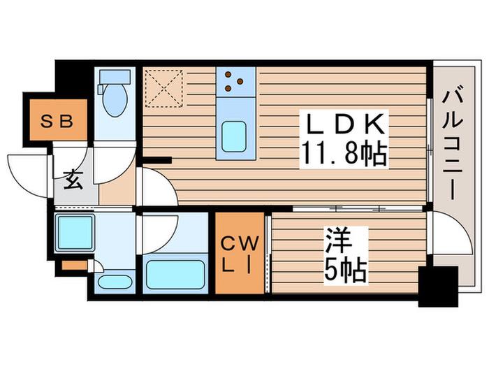 ジオエント中野弥生町(1LDK/4階)の間取り写真