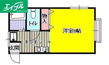 オドウビル(1K/4階)の間取り写真